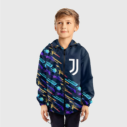 Детская ветровка Juventus градиентные мячи / 3D-Черный – фото 3
