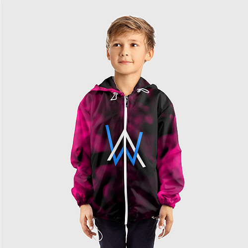 Детская ветровка Алан Волкер огенный стиль градиент / 3D-Белый – фото 3
