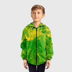 Ветровка с капюшоном детская Зеленые подтеки, цвет: 3D-черный — фото 2