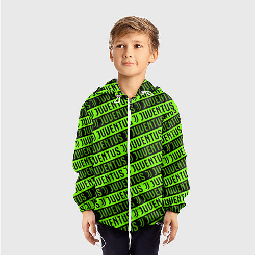 Детская ветровка Juventus green pattern sport / 3D-Белый – фото 3