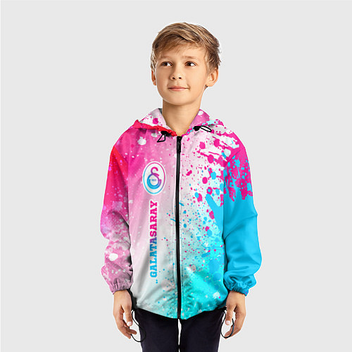 Детская ветровка Galatasaray neon gradient style по-вертикали / 3D-Черный – фото 3