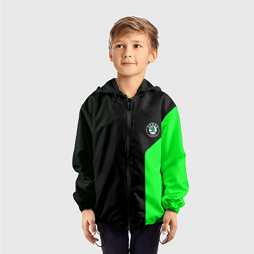 Детская ветровка Skoda pattern sport green / 3D-Черный – фото 3