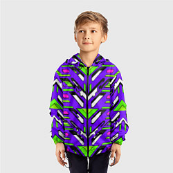 Ветровка с капюшоном детская Техно броня фиолетово-зелёная, цвет: 3D-черный — фото 2