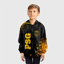 Ветровка с капюшоном детская PSG - gold gradient вертикально, цвет: 3D-черный — фото 2