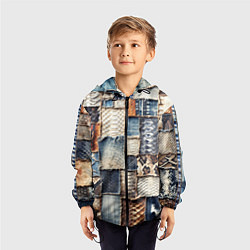 Ветровка с капюшоном детская Змеиная кожа - пэчворк, цвет: 3D-черный — фото 2