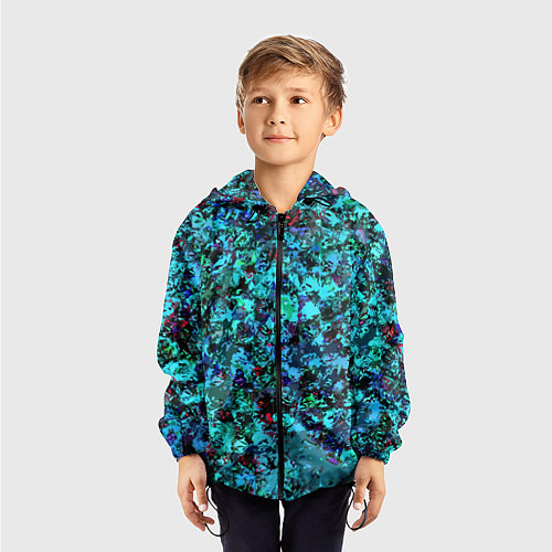 Детская ветровка Абстракция яркий бирюзовый / 3D-Черный – фото 3