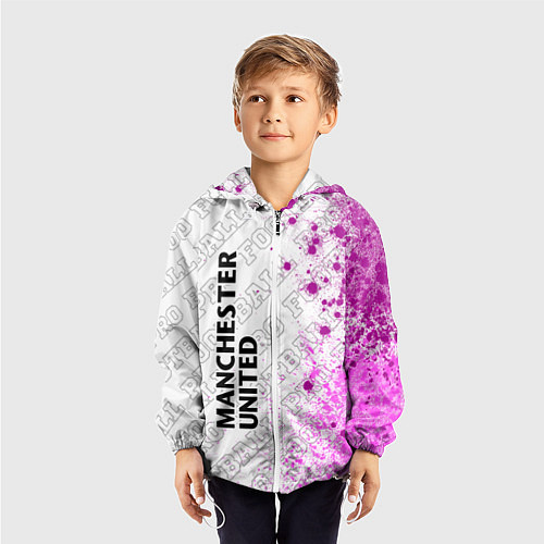 Детская ветровка Manchester United pro football по-вертикали / 3D-Белый – фото 3