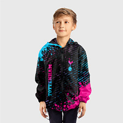 Ветровка с капюшоном детская Tottenham - neon gradient вертикально, цвет: 3D-черный — фото 2