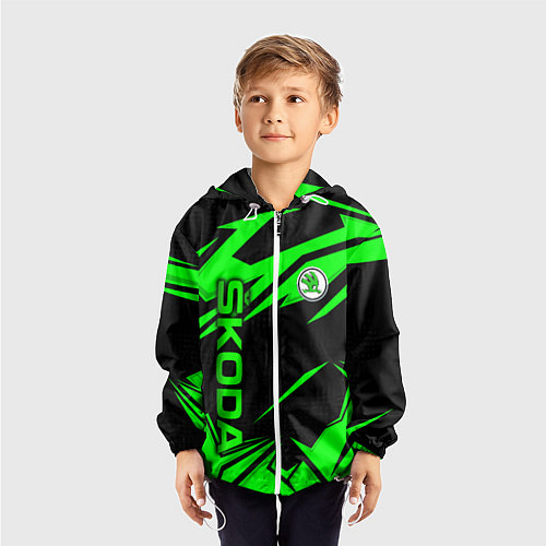 Детская ветровка Skoda - green uniform / 3D-Белый – фото 3