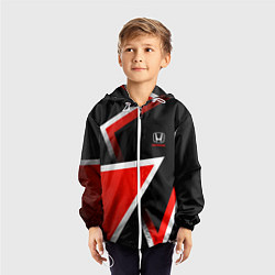 Ветровка с капюшоном детская Honda - красные треугольники, цвет: 3D-белый — фото 2
