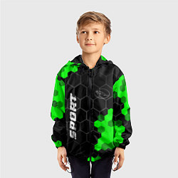 Ветровка с капюшоном детская Jaguar green sport hexagon, цвет: 3D-черный — фото 2