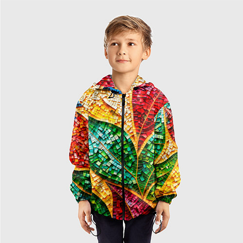 Детская ветровка Яркая мозаика с разноцветным абстрактным узором и / 3D-Черный – фото 3
