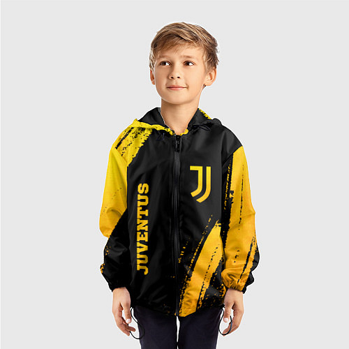 Детская ветровка Juventus - gold gradient вертикально / 3D-Черный – фото 3