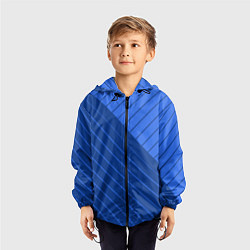 Ветровка с капюшоном детская Сине-голубой косые полосы, цвет: 3D-черный — фото 2