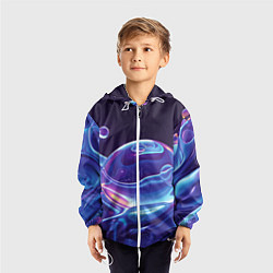 Ветровка с капюшоном детская Космические мыльные пузыри, цвет: 3D-белый — фото 2