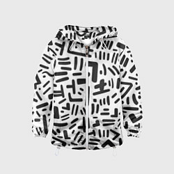 Ветровка с капюшоном детская Паттерн линиями, цвет: 3D-белый
