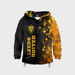 Ветровка с капюшоном детская Leeds United - gold gradient по-вертикали, цвет: 3D-черный