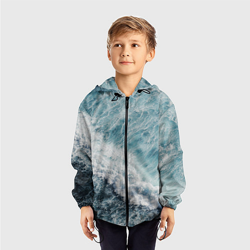 Детская ветровка Морская бирюзовая волна / 3D-Черный – фото 3