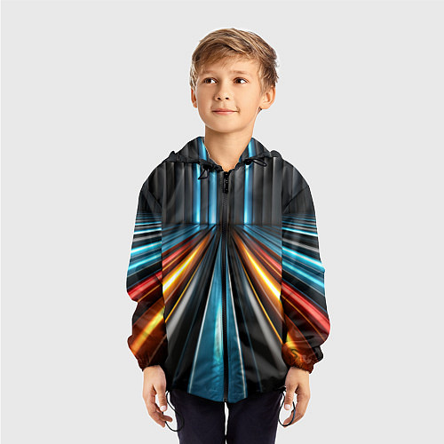 Детская ветровка Неоновый путь из труб / 3D-Черный – фото 3