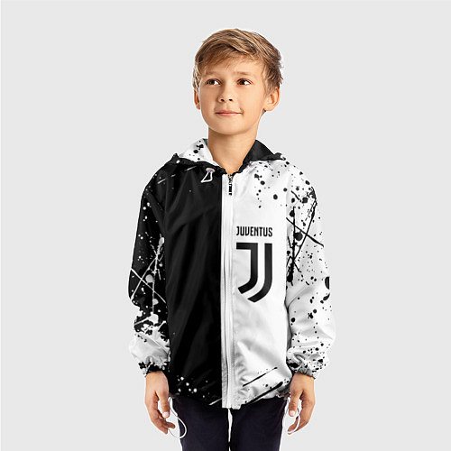 Детская ветровка Juventus краски текстура спорт / 3D-Белый – фото 3