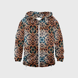 Ветровка с капюшоном детская Паттерн luxury узоры, цвет: 3D-белый