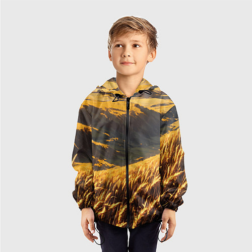Детская ветровка Пшеничное поле - аниме / 3D-Черный – фото 3