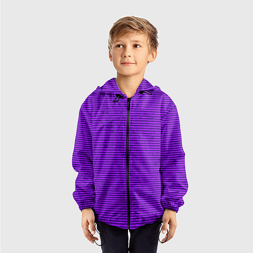 Детская ветровка Сочный фиолетовый в полоску / 3D-Черный – фото 3