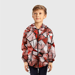 Ветровка с капюшоном детская Чёрно-красная абстракция и чёрные полосы, цвет: 3D-черный — фото 2