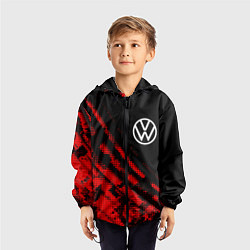 Ветровка с капюшоном детская Volkswagen sport grunge, цвет: 3D-черный — фото 2