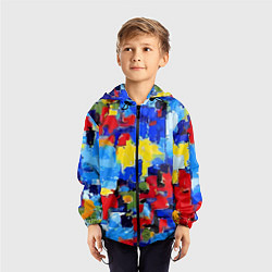 Ветровка с капюшоном детская Смелые мазки яркой краски - нейросеть, цвет: 3D-черный — фото 2