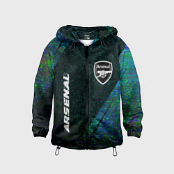 Ветровка с капюшоном детская Arsenal glitch blue, цвет: 3D-черный