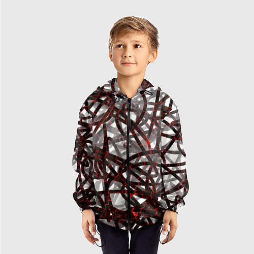 Детская ветровка Красные энергетические кабели / 3D-Черный – фото 3
