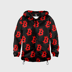 Ветровка с капюшоном детская Bitcoin red logo money, цвет: 3D-черный