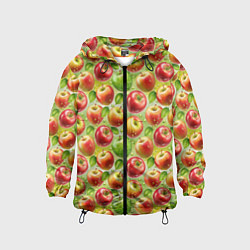 Ветровка с капюшоном детская Натуральные яблоки паттерн, цвет: 3D-черный