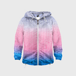 Ветровка с капюшоном детская Tie-dye color gradient: pink-blue, цвет: 3D-белый