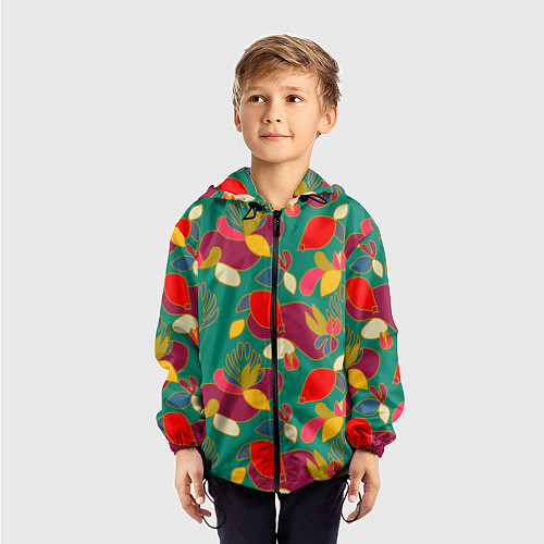 Детская ветровка Ягодно-цветочная абстракция / 3D-Черный – фото 3