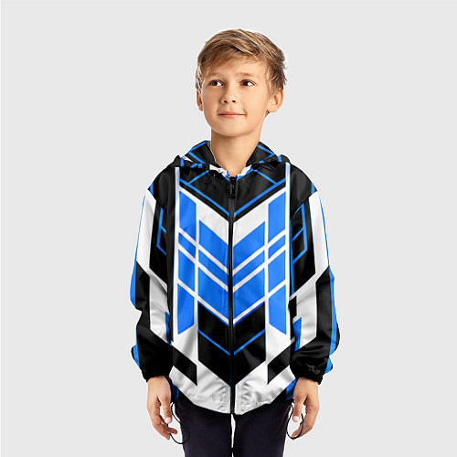 Детская ветровка Blue and black stripes on a white background / 3D-Черный – фото 3