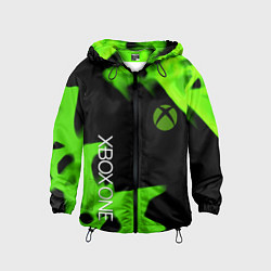 Ветровка с капюшоном детская Xbox one green flame, цвет: 3D-черный