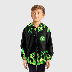 Ветровка с капюшоном детская Minecraft green flame, цвет: 3D-черный — фото 2
