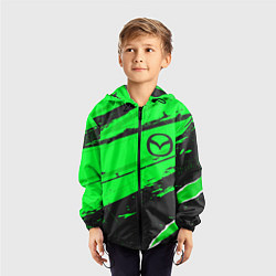 Ветровка с капюшоном детская Mazda sport green, цвет: 3D-черный — фото 2