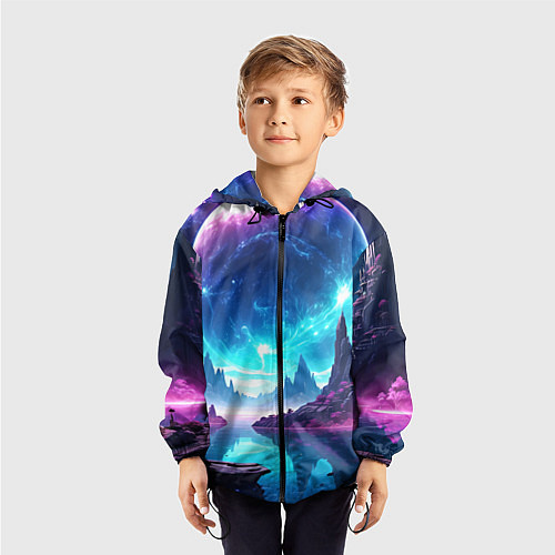 Детская ветровка Космический пейзаж - планеты / 3D-Черный – фото 3