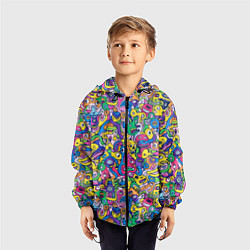 Ветровка с капюшоном детская Рожицы разноцветные, цвет: 3D-черный — фото 2