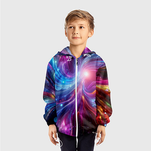 Детская ветровка Неоновая абстракция - нейросеть / 3D-Белый – фото 3