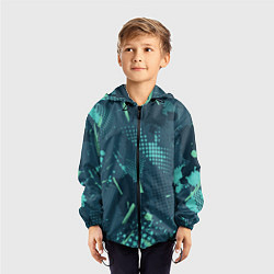 Ветровка с капюшоном детская Яркий абстрактный узор для спорта, цвет: 3D-черный — фото 2