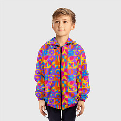 Ветровка с капюшоном детская Нео-гео текстура, цвет: 3D-черный — фото 2