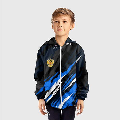 Детская ветровка Герб России - blue sport / 3D-Белый – фото 3