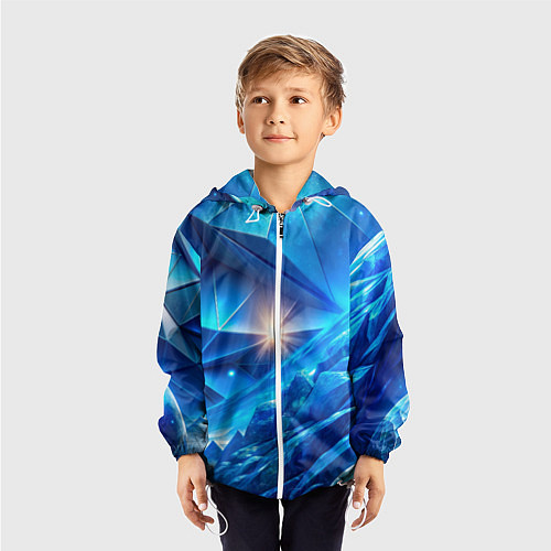 Детская ветровка Синяя объемная абстракция со вспышкой / 3D-Белый – фото 3