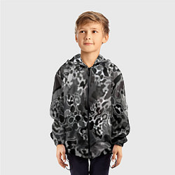 Ветровка с капюшоном детская Чёрно-серый абстракция, цвет: 3D-черный — фото 2