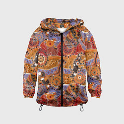 Ветровка с капюшоном детская Африканские мозаичные животные, цвет: 3D-черный