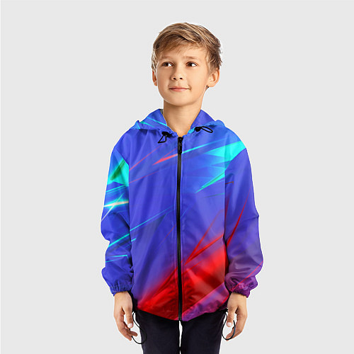 Детская ветровка Неоновые полосы геометрия / 3D-Черный – фото 3